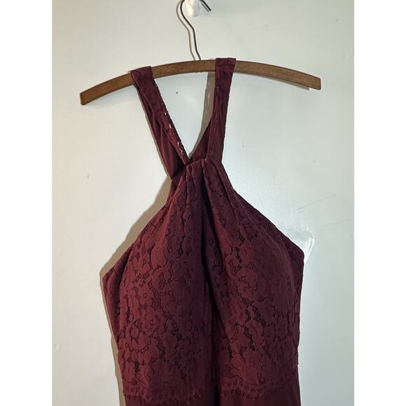 Christina Wu Celebration 22820 Mahogany Lace Bodice Chiffon Gown Size 12 Formal - Picture 4 of 9